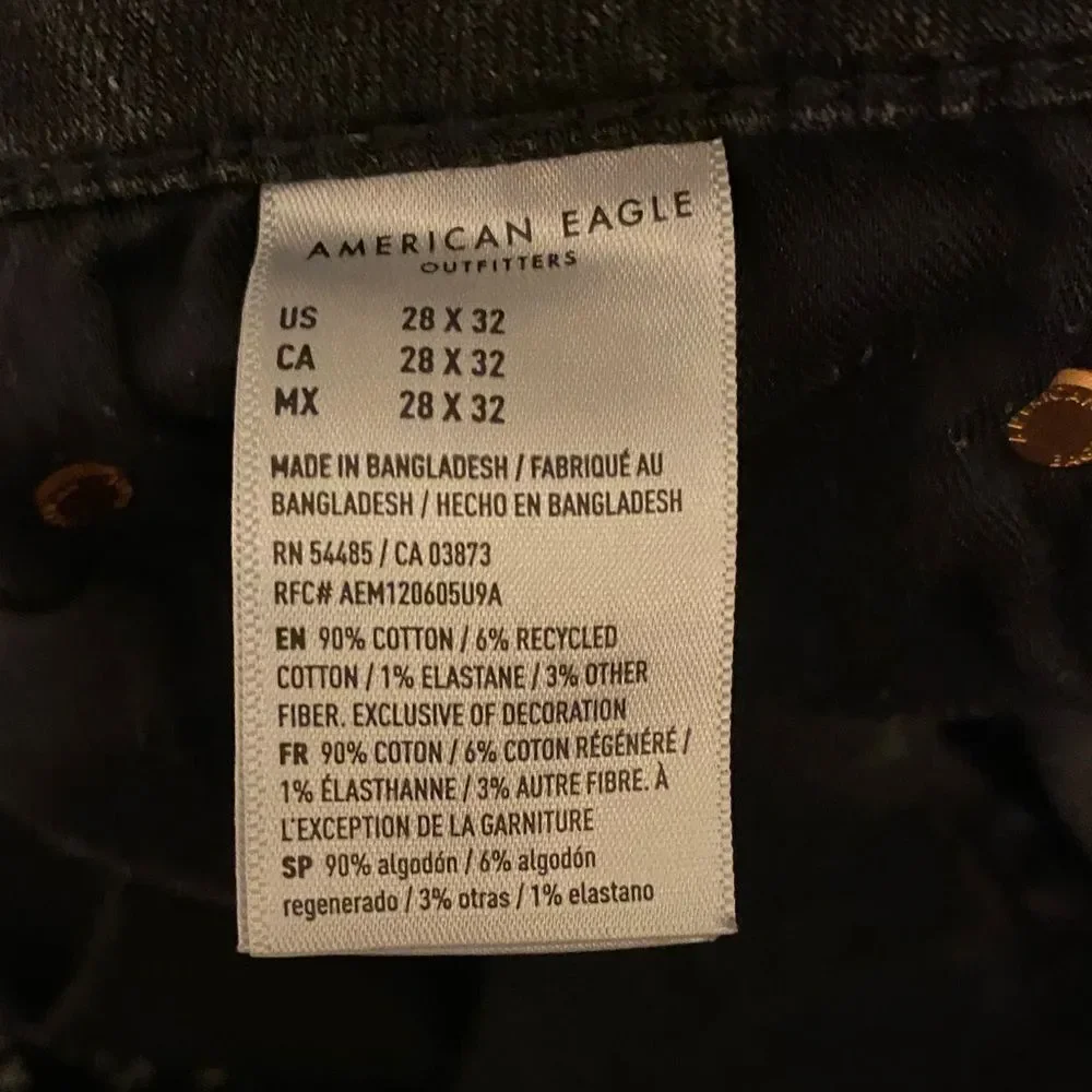 American Eagle Outfitters Black Straight Jeans 28x32